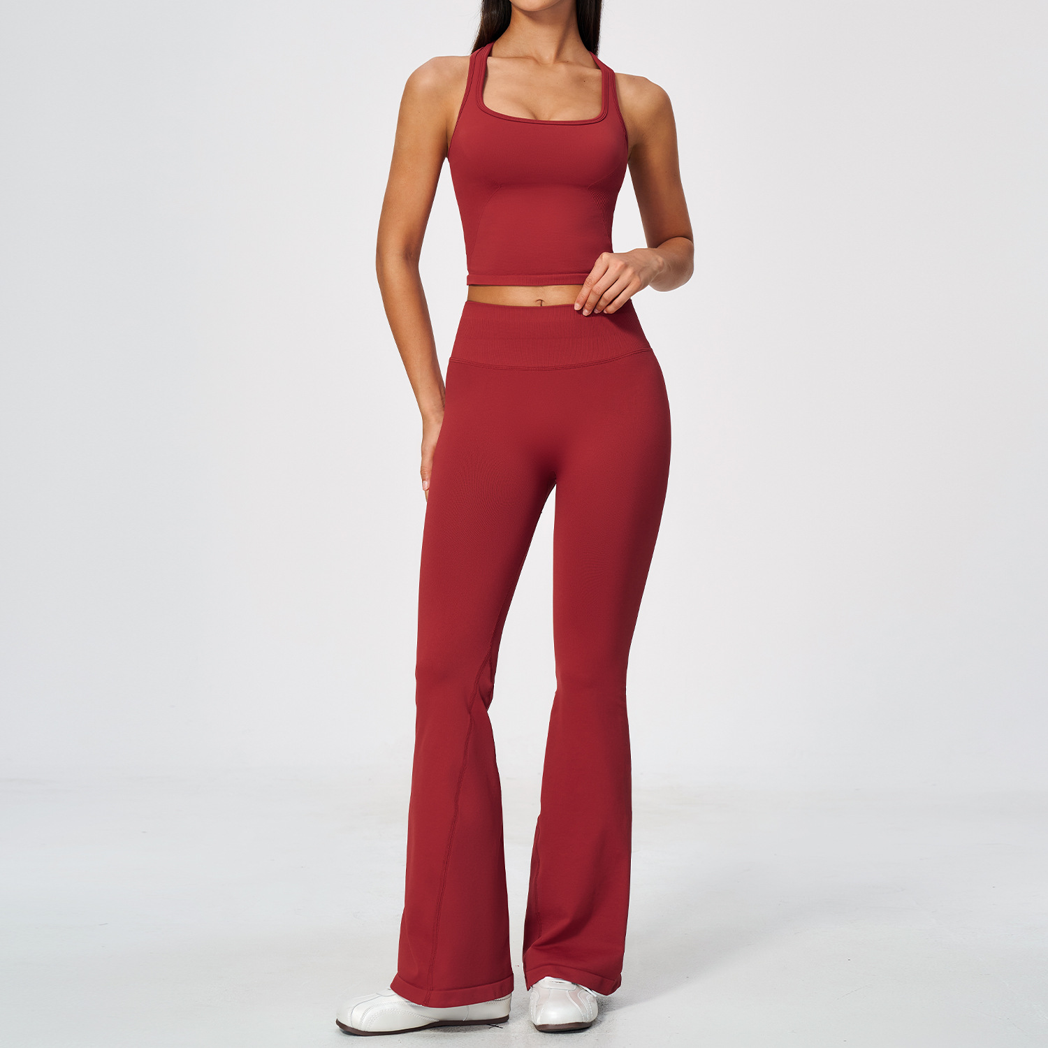 Women 2 Piece Yoga Set Racerba - огляд і ціна Seamless Ribbed Workout Tank Top