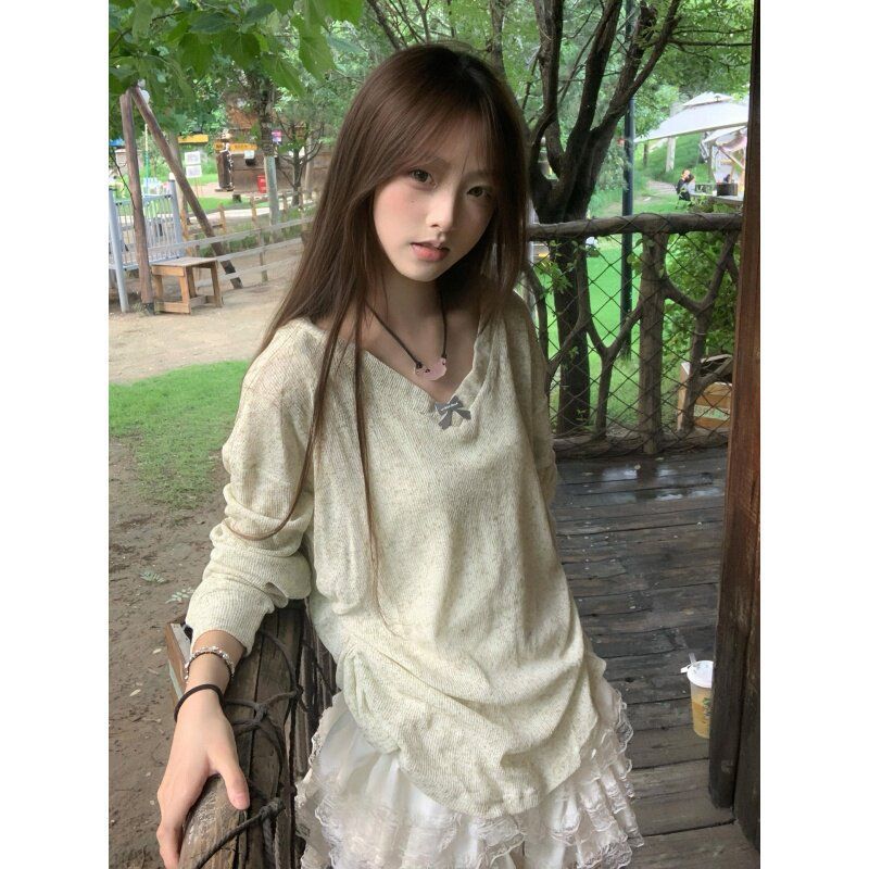 Korean Style Sweet V-neck Bow  - огляд і ціна Blouses