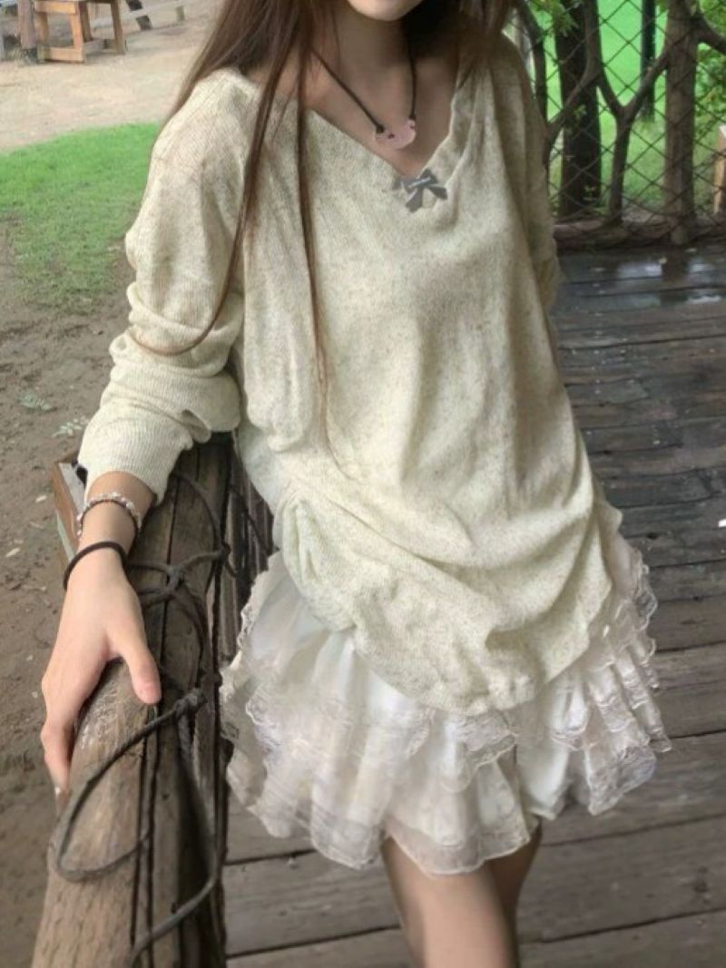 Korean Style Sweet V-neck Bow  - огляд і ціна Blouses