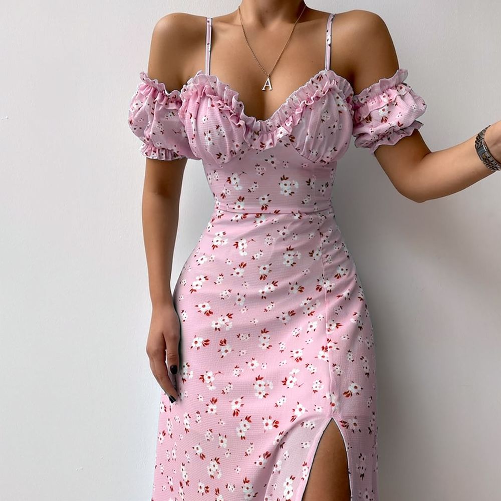 Women Summer Floral Dress Fren - огляд і ціна French Vintage Floral Midi Dress