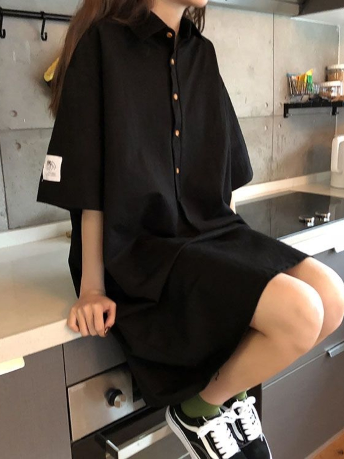 plus Size Shirt Dress Slimming - огляд і ціна Korean Style A Line Shirt Dress