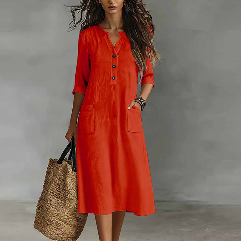 Women Casual Solid Color Half  - огляд і ціна Boho Summer Beach Maxi Dress