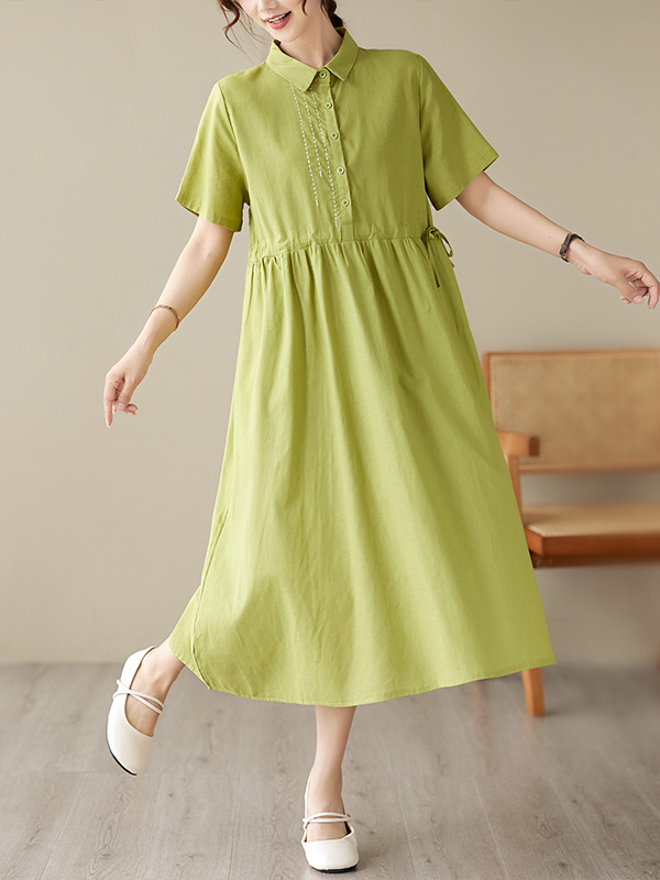 Casual Cotton Linen Embroidere - огляд і ціна Casual Loose Linen Shirt Dress