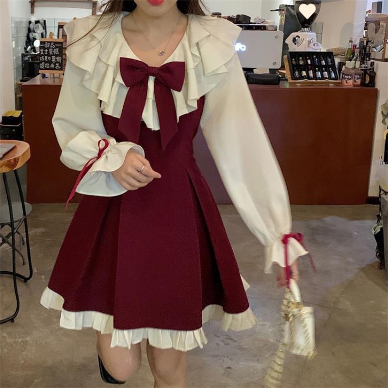 2025 New Korean Sweet Cute Dre - огляд і ціна Korean Style A Line Shirt Dress